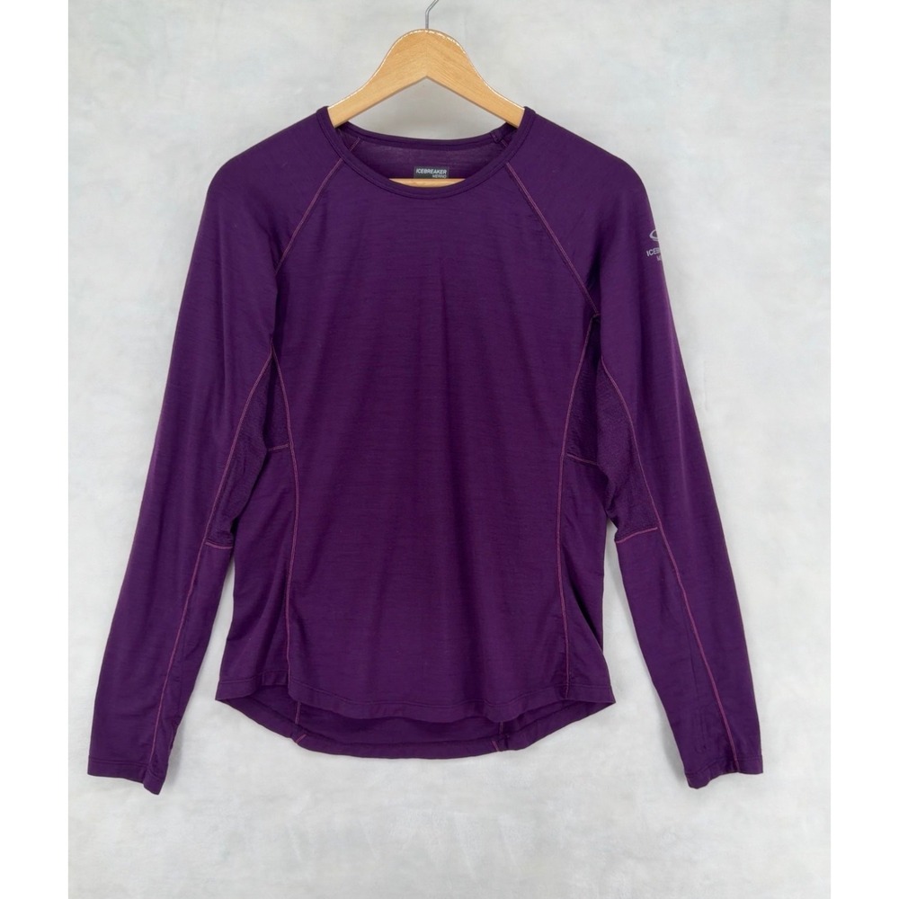 Icebreaker Merino Bodyfit Zone Purple Long Sleeve Base Layer Top Womens Large